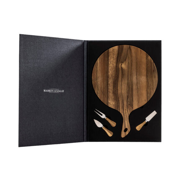 Markus Aujalay Tapasbräda Rund med 3 bestick