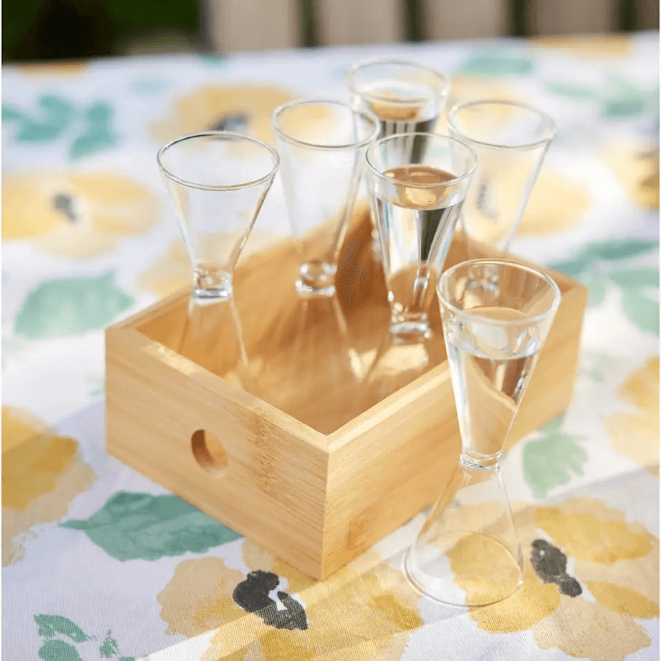 Sagaform Nature Snapsglas I Bambubox