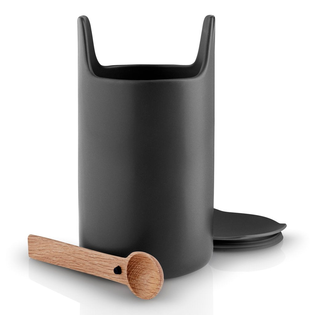 Eva Solo Matbehållare, med träsked, svart