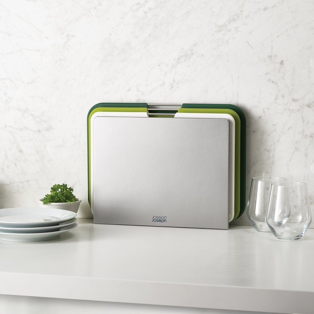 Joseph Joseph Skärbräda NEST3 L 60164, set om 3 stycken, med ställ, grön, plast