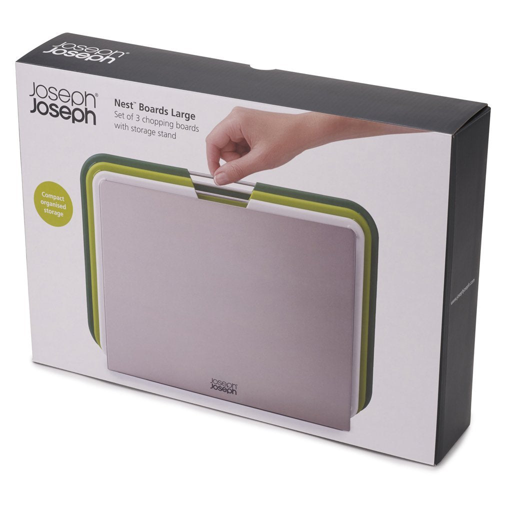 Joseph Joseph Skärbräda NEST3 L 60164, set om 3 stycken, med ställ, grön, plast