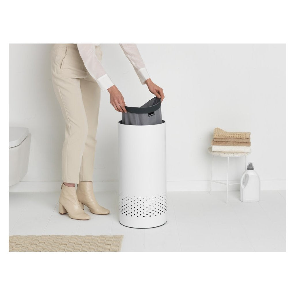 Brabantia Tvättkorg 35 l, med plastlock, vit