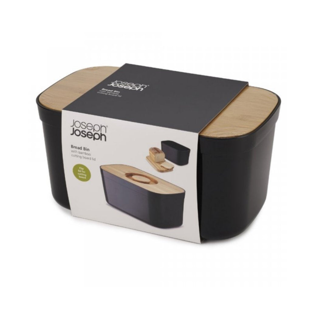 Joseph Joseph Chlebník BAMBOO 81103 35 x 22 cm, med skärbräda, svart, plast