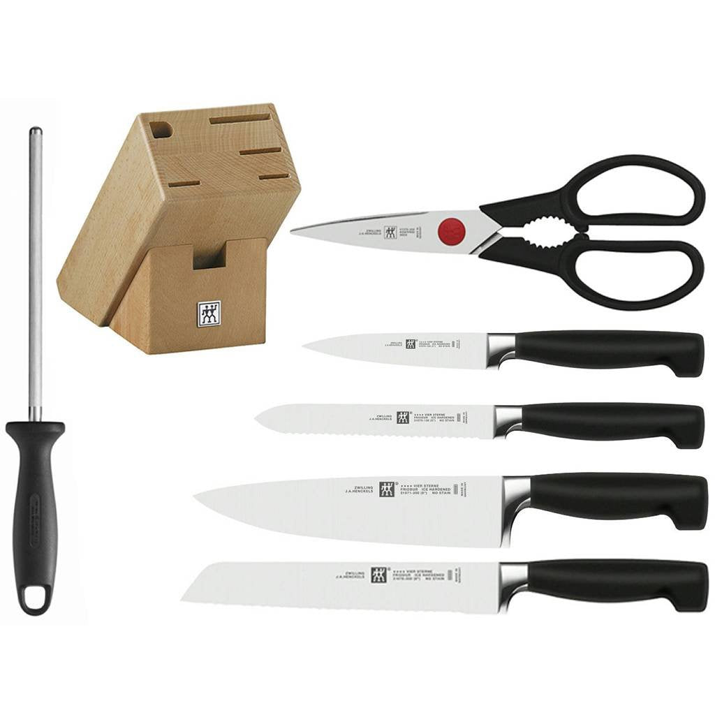 ZWILLING Blockknivstativ FOUR STAR, 7 st, med knivslip och sax, Zwilling