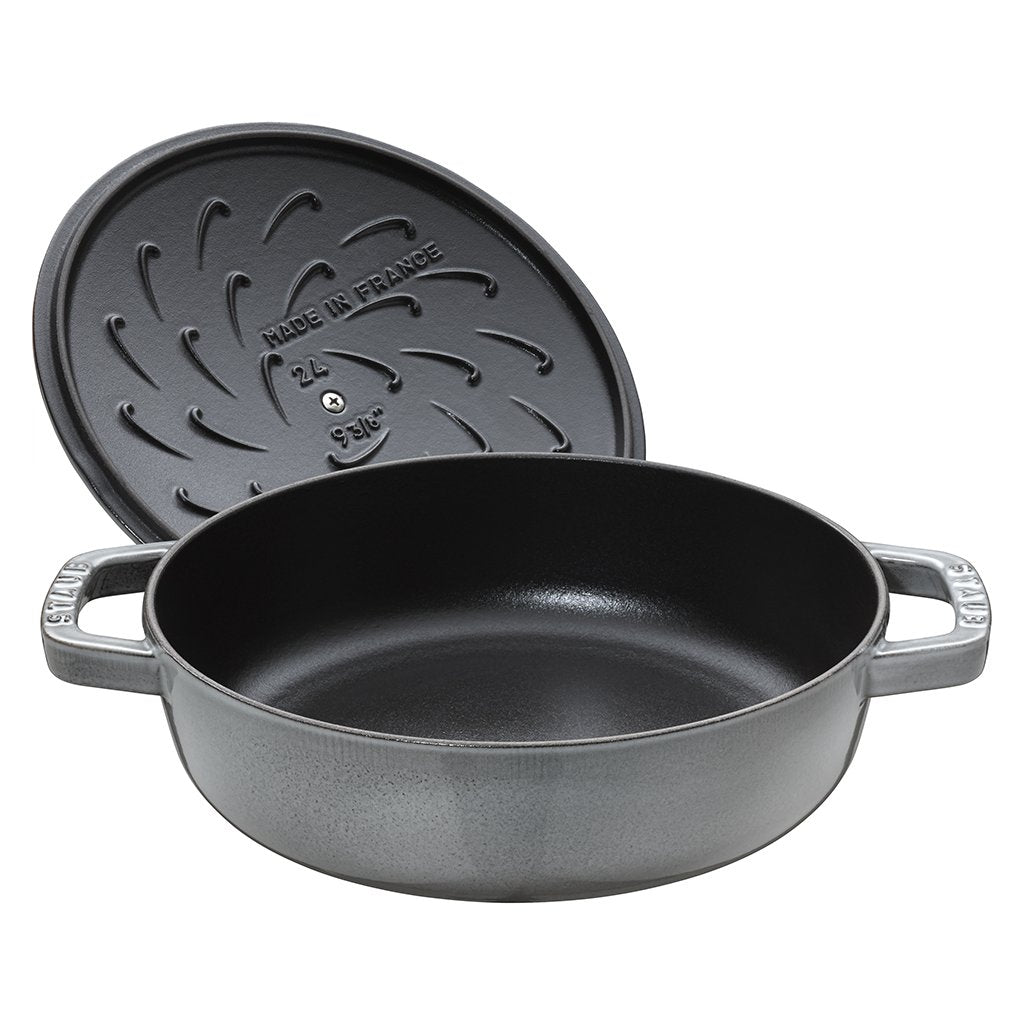 Staub Gryta 28 cm, självtätande lock, gjutjärn, basilika