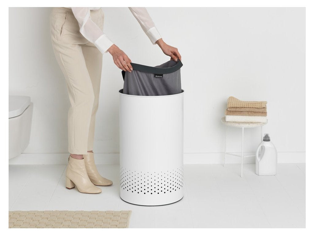 Brabantia Tvätthink 60 l, med plastlock, vit