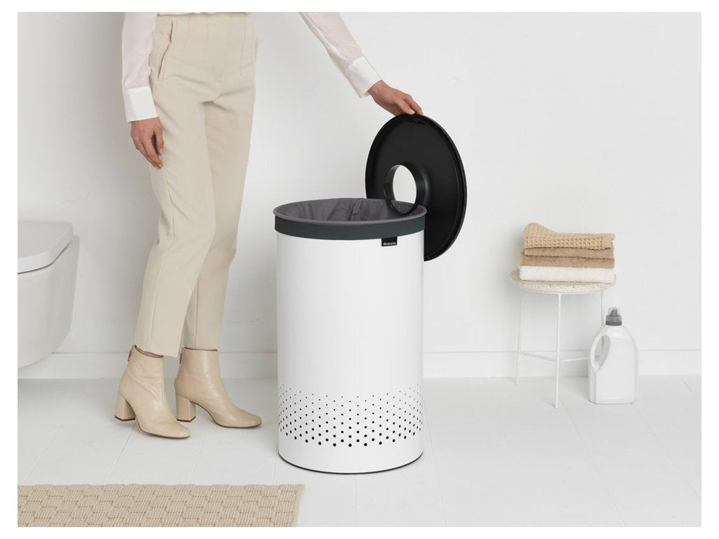 Brabantia Tvätthink 60 l, med plastlock, vit