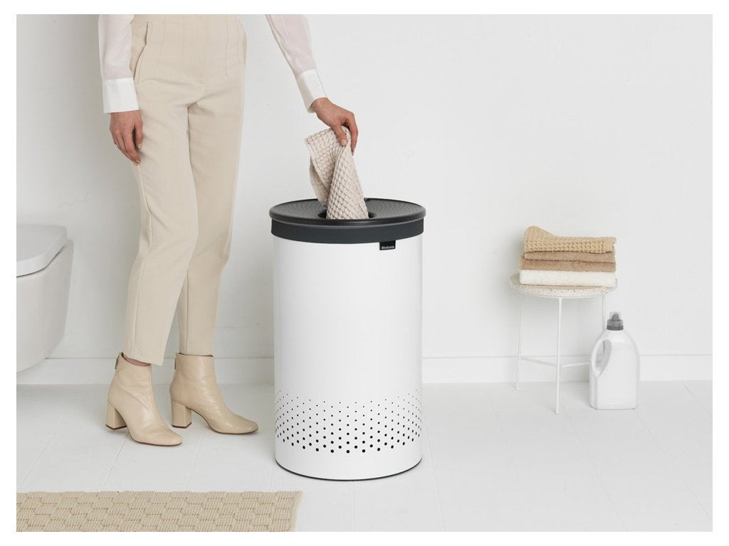 Brabantia Tvätthink 60 l, med plastlock, vit