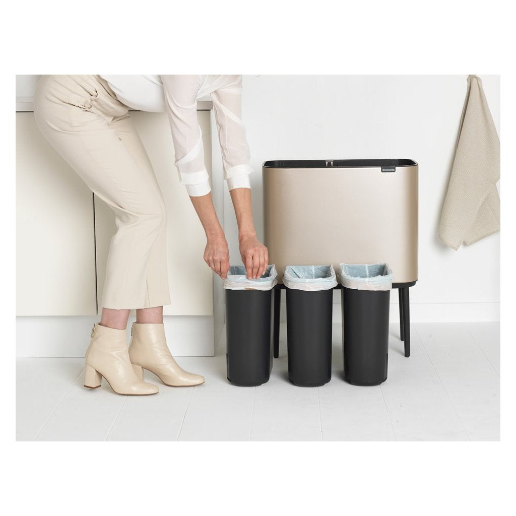 Brabantia Soptunna med trycklock TOUCH BIN 3 x 11 l, champagne