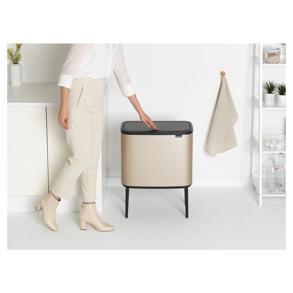 Brabantia Soptunna med trycklock TOUCH BIN 3 x 11 l, champagne