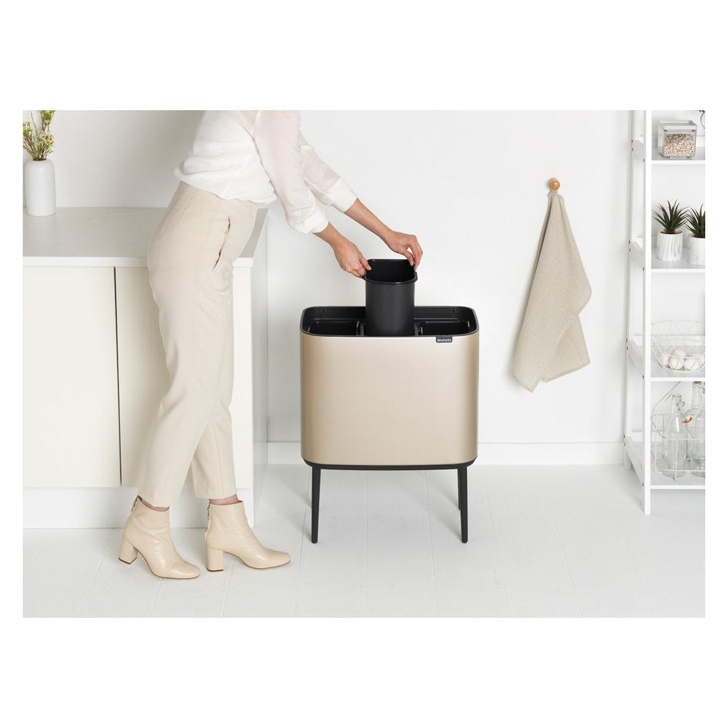 Brabantia Soptunna med trycklock TOUCH BIN 3 x 11 l, champagne