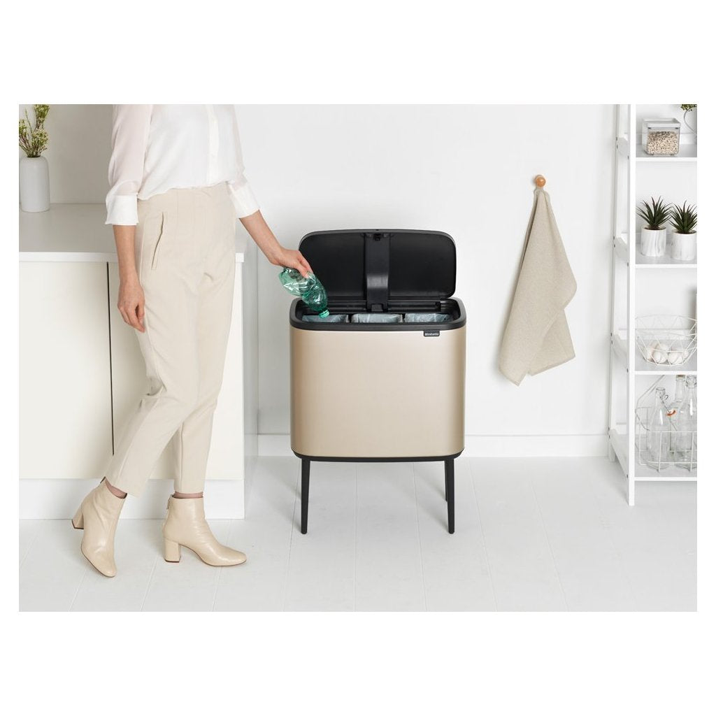 Brabantia Soptunna med trycklock TOUCH BIN 3 x 11 l, champagne