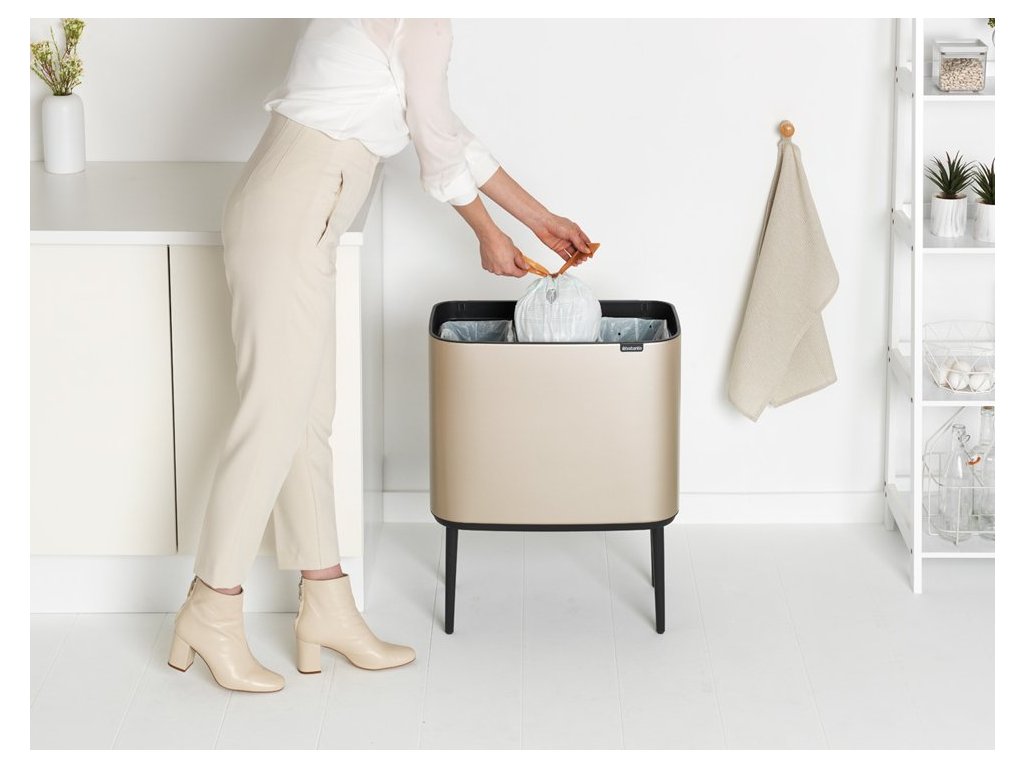 Brabantia Soptunna med trycklock TOUCH BIN 3 x 11 l, champagne