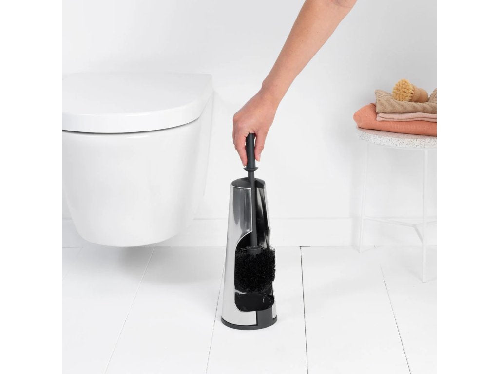 Brabantia Toalettborsthållare, toalettpappershållare och reservrullstativ i set RENEW, blankt stål