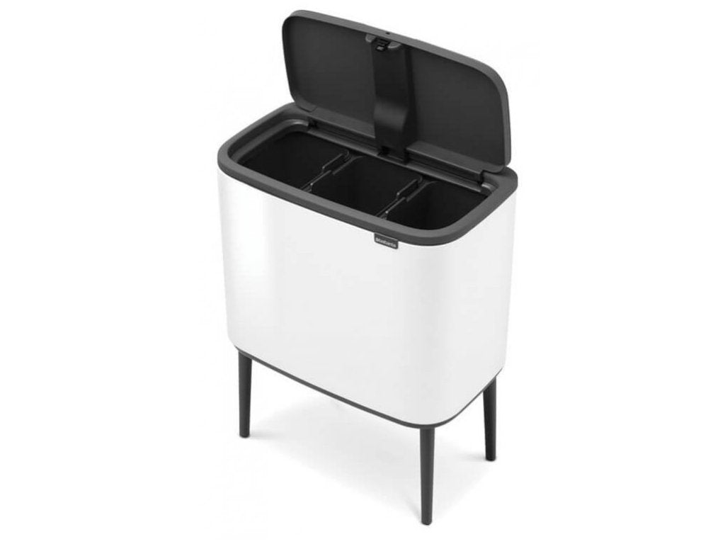 Brabantia Soptunna med trycklock BO 3 x 11 l, vit