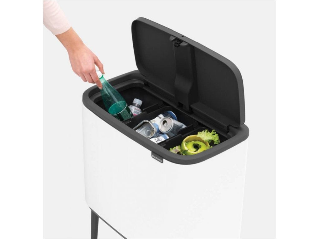 Brabantia Soptunna med trycklock BO 3 x 11 l, vit