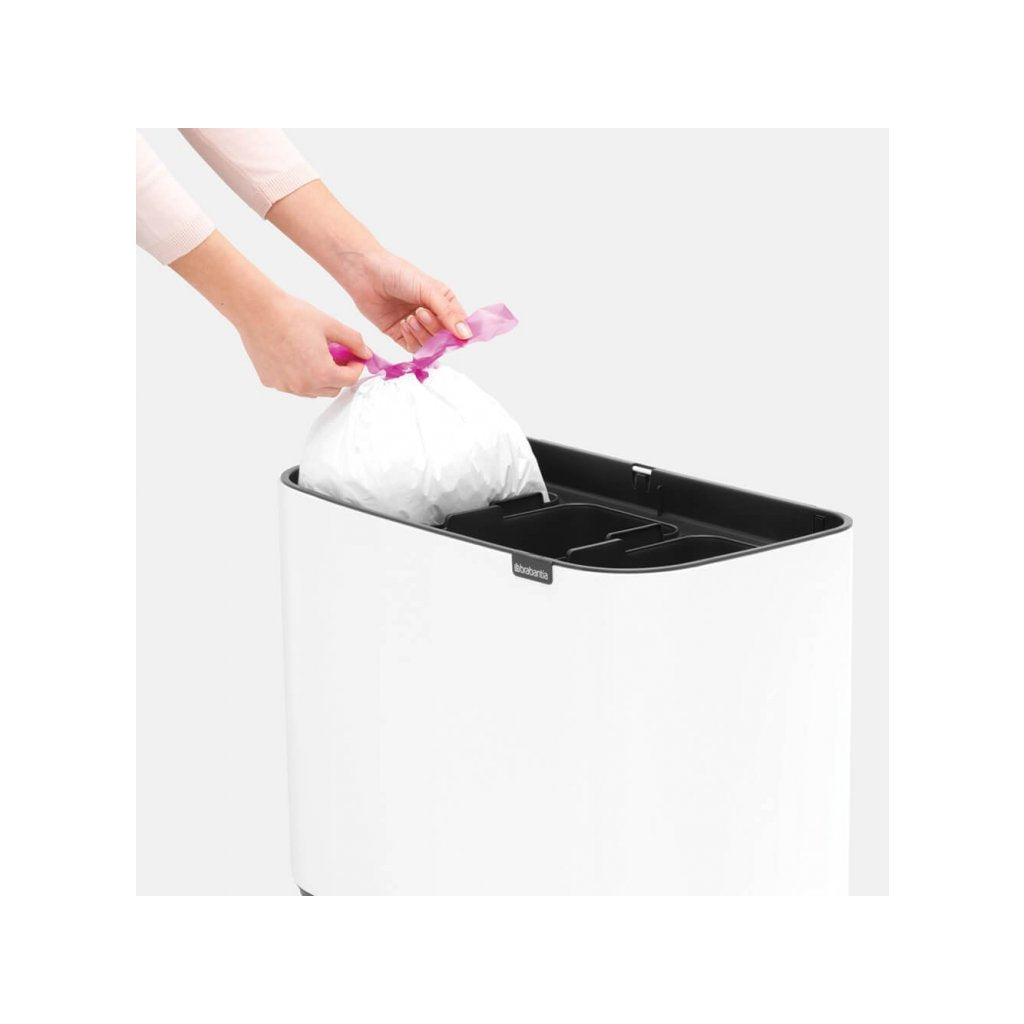 Brabantia Soptunna med trycklock BO 3 x 11 l, vit
