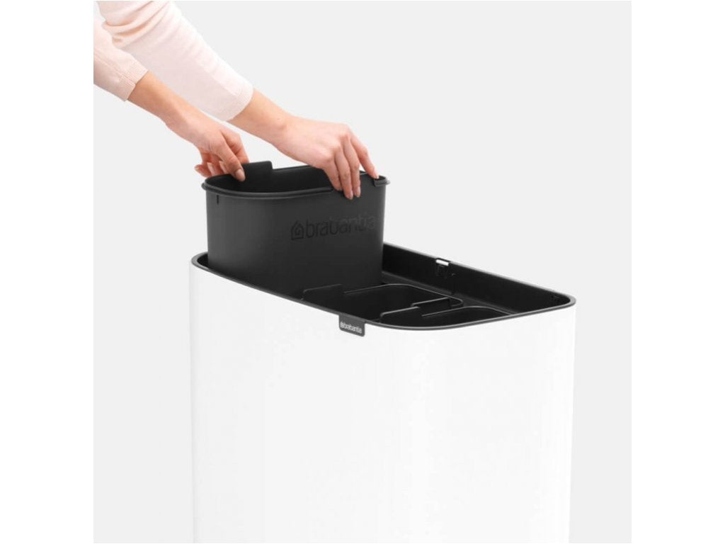 Brabantia Soptunna med trycklock BO 3 x 11 l, vit