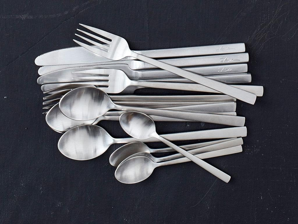 Bitz Matbestickset, 16 st, silvermatt