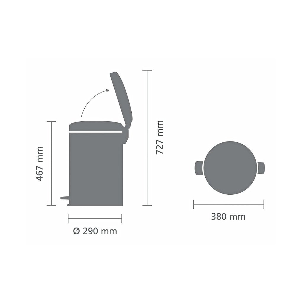 Brabantia Pedalhink NEWICON 20 l, blankt stål