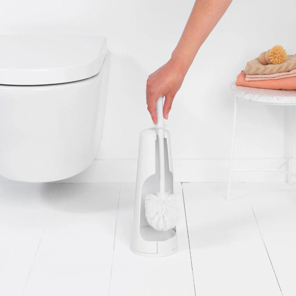 Brabantia Toalettborsthållare, toalettpappershållare och reservrullstativ i set RENEW, vit