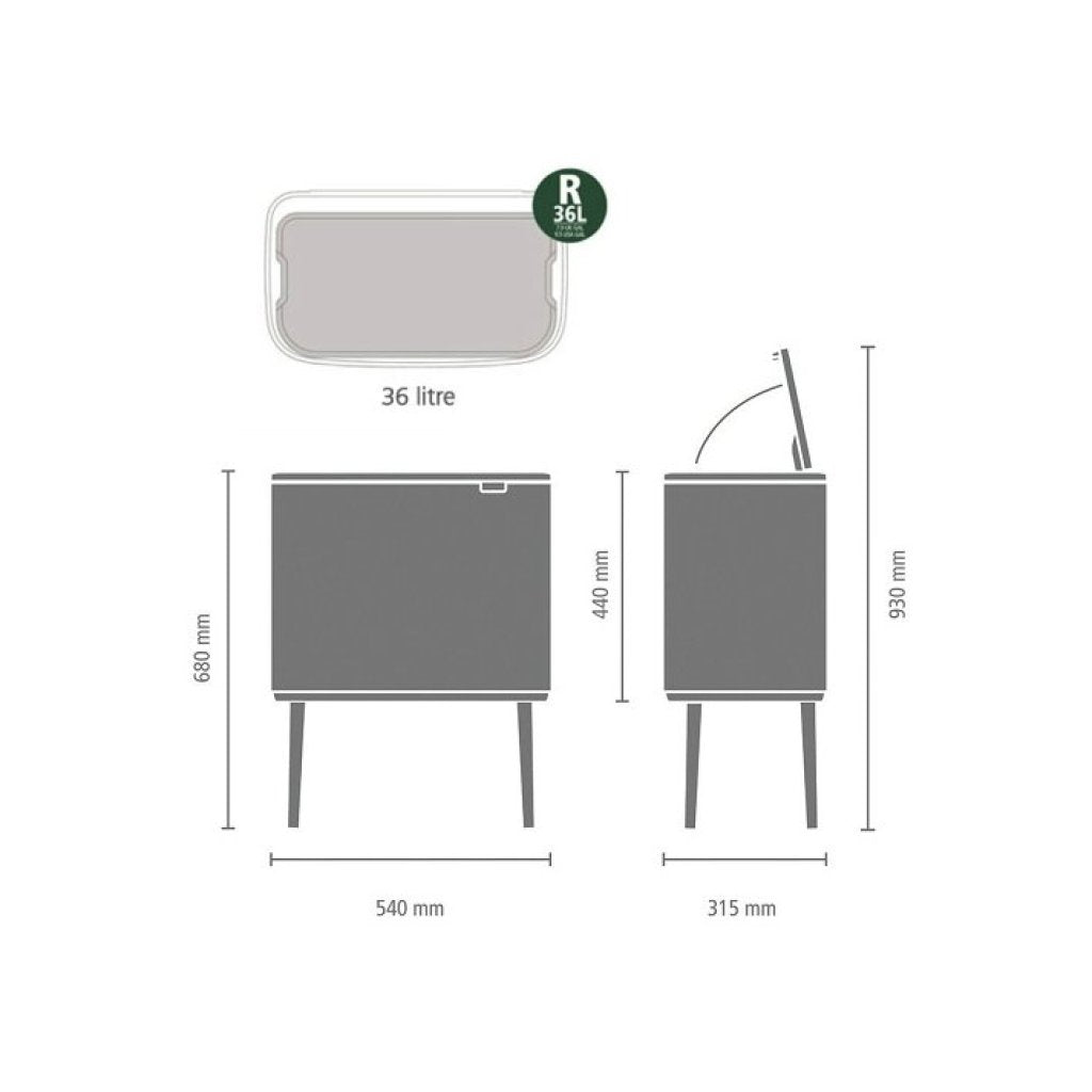 Brabantia Soptunna med trycklock BO 36 l, vit