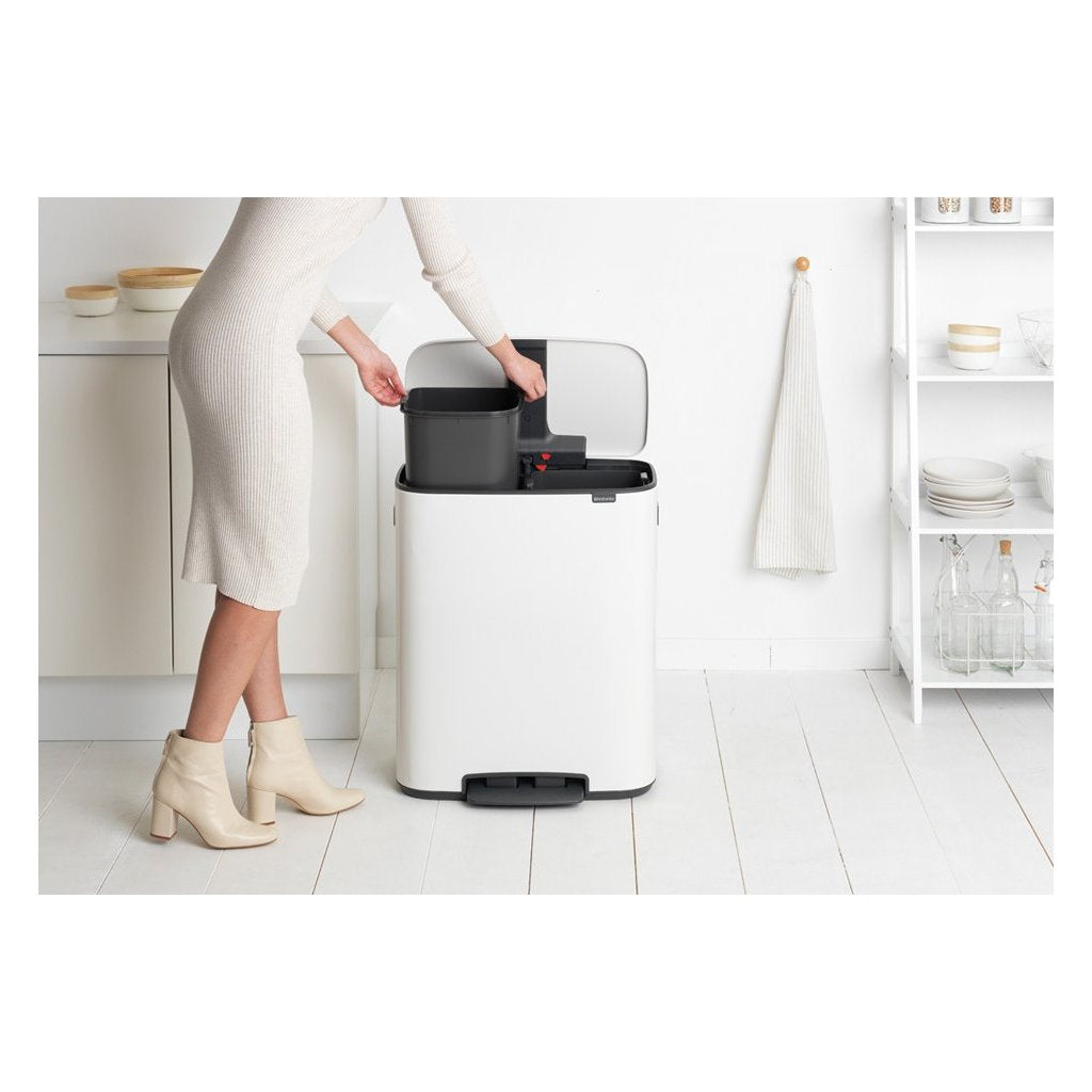 Brabantia Pedal-soptunna BO 2 x 30 l, vit
