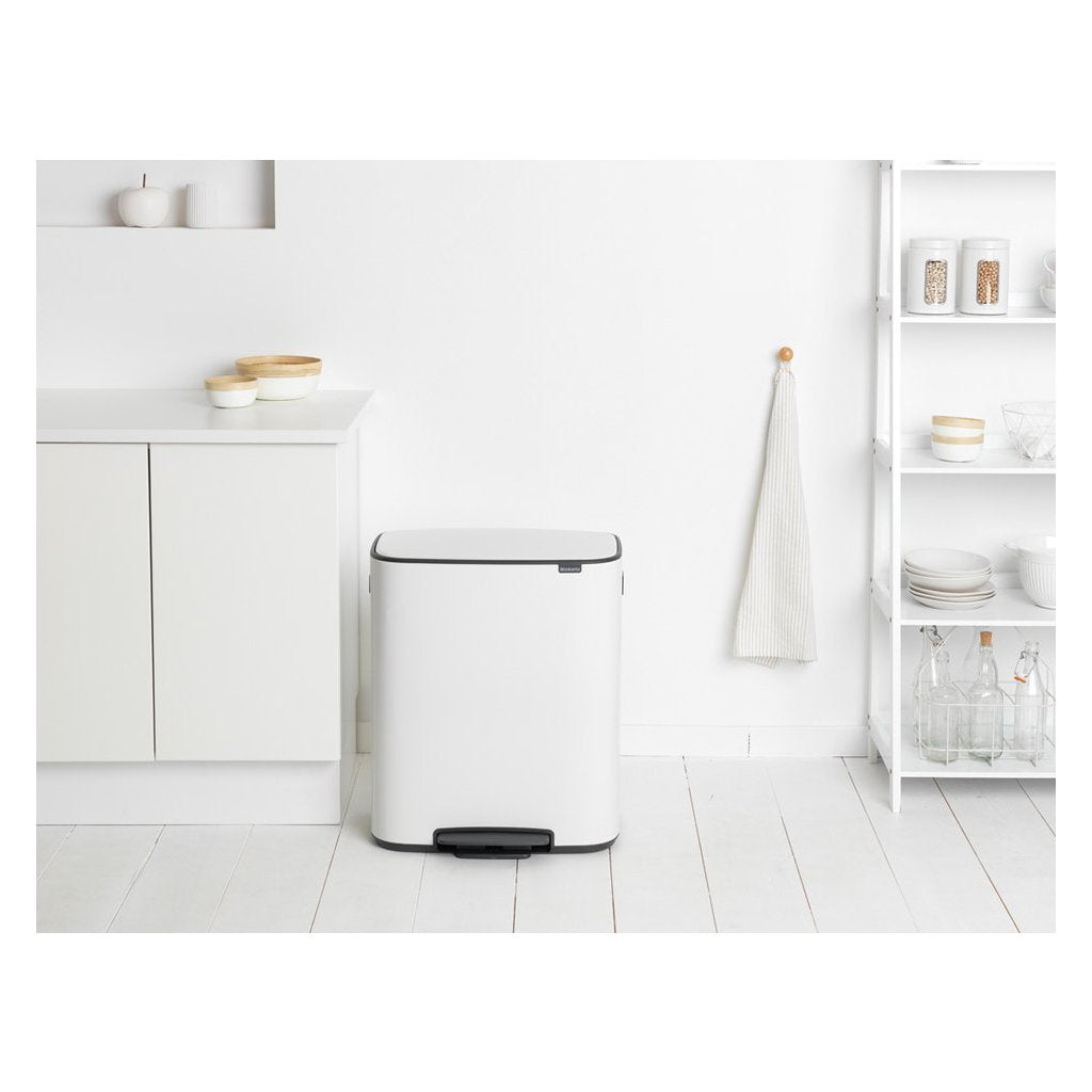 Brabantia Pedal-soptunna BO 2 x 30 l, vit