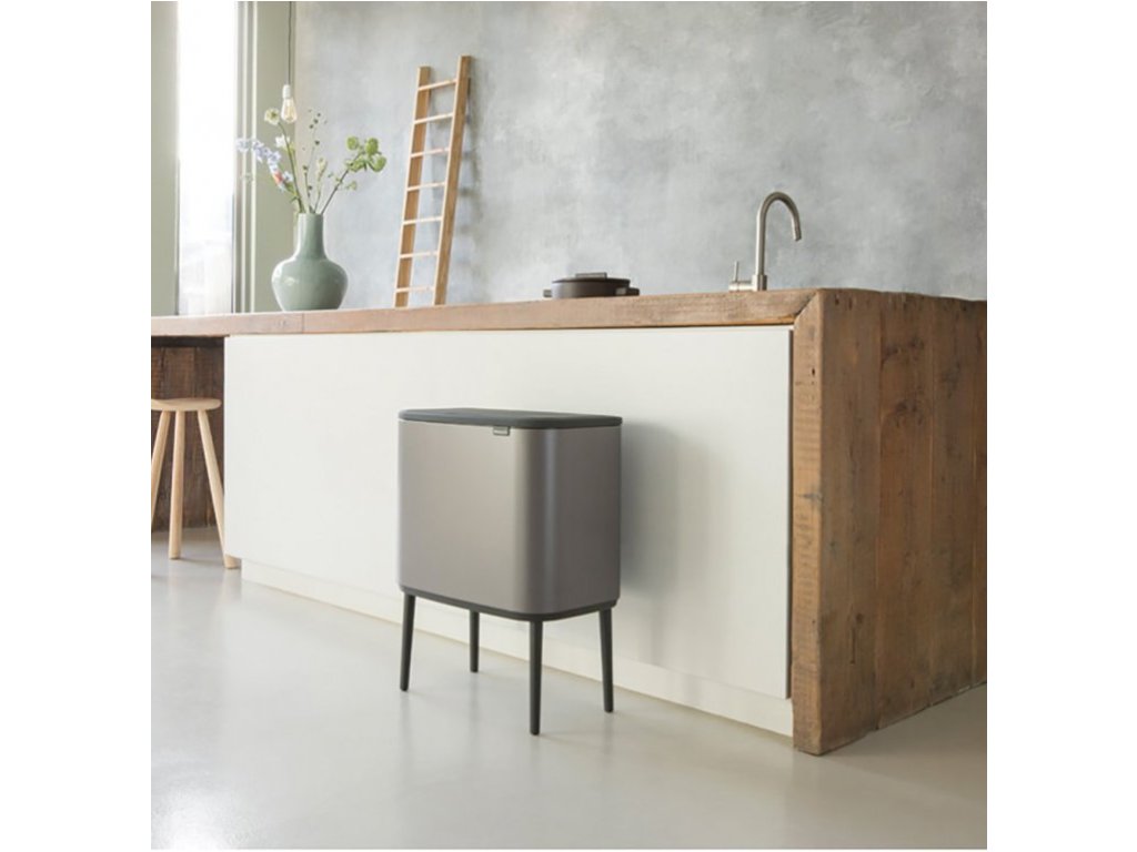 Brabantia Soptunna med trycklock BO 3 x 11 l, platina