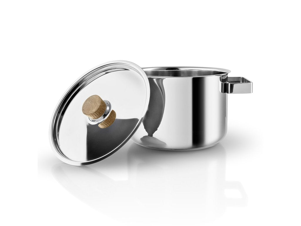 Eva Solo Gryta NORDIC KITCHEN 3 l, 18 cm, lock med trähandtag, rostfritt stål