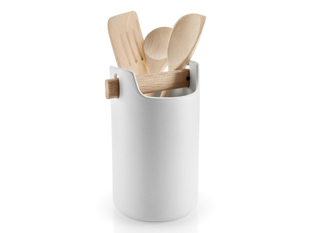 Eva Solo Redskapshållare 20 cm, handtag i ek, vit, keramik