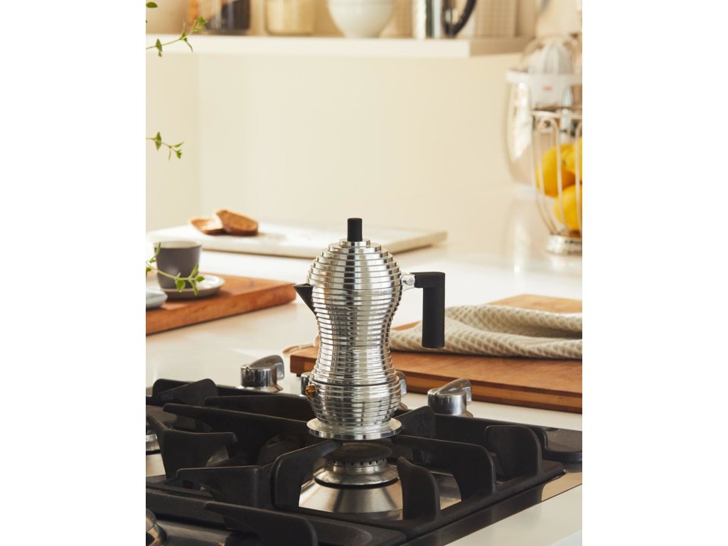 Alessi Espressobryggare för spishäll PULCINA 70 ml, svart handtag