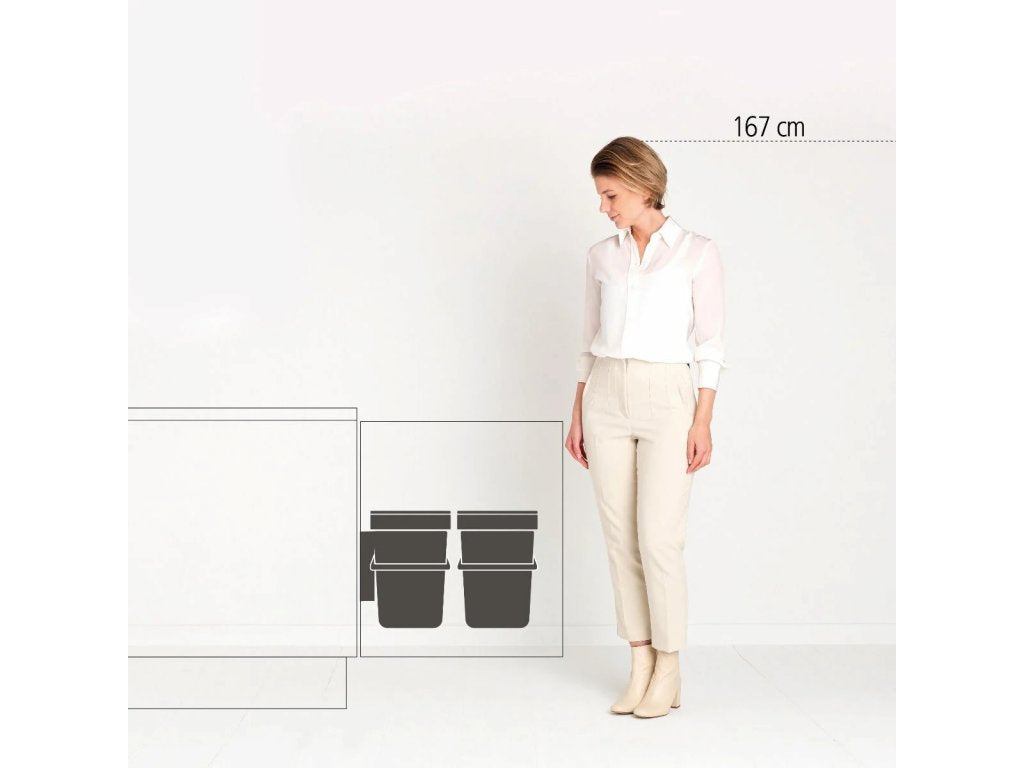Brabantia Inbyggd soptunna SORT & GO 2 x 12 l, grå/grön