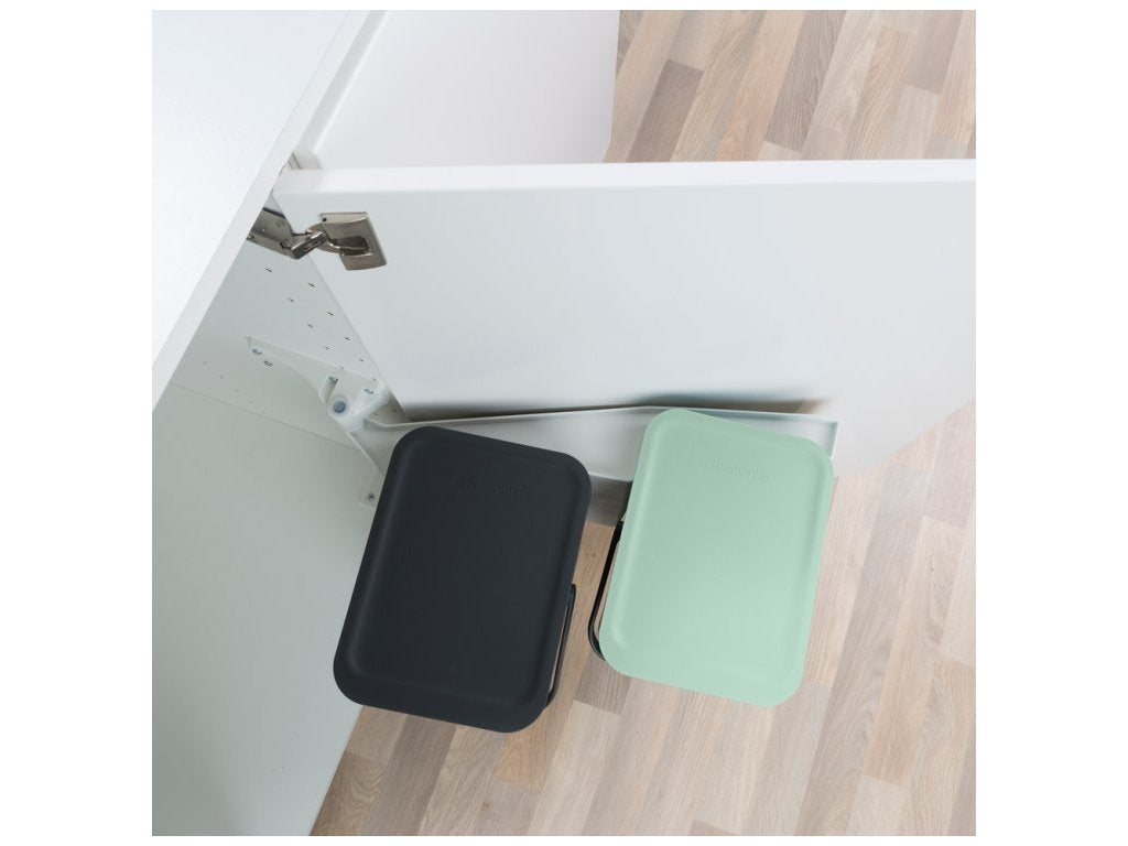 Brabantia Inbyggd soptunna SORT & GO 2 x 12 l, grå/grön