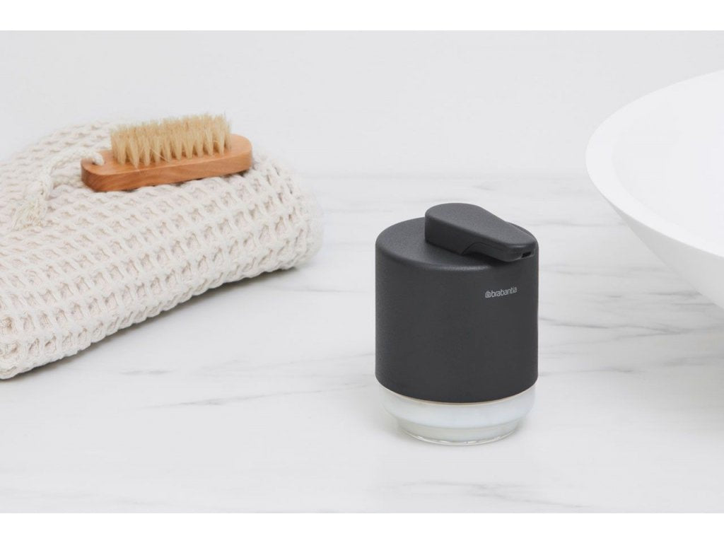 Brabantia Dispenser för flytande tvål MINDSET 200 ml, mineralgrå, stål och glas