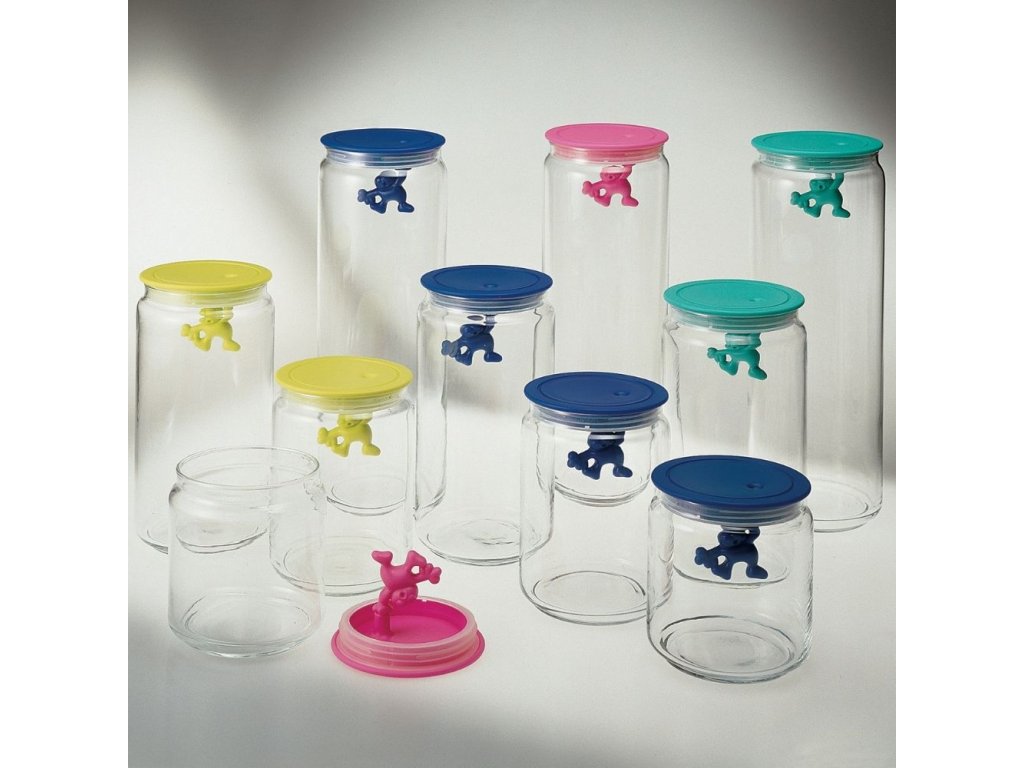 Alessi Köksförvaringsburk GIANNI 1,4 l, blått lock, glas