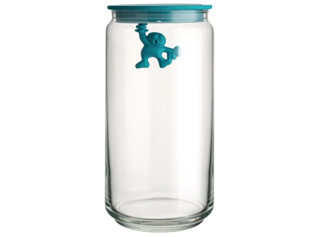 Alessi Köksförvaringsburk GIANNI 1,4 l, blått lock, glas