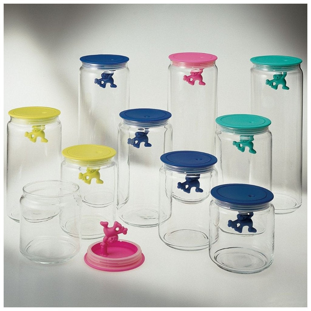 Alessi Köksförvaringsburk GIANNI 900 ml, svart lock, glas