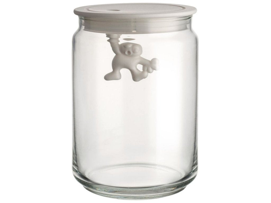 Alessi Köksförvaringsburk GIANNI 900 ml, vitt lock, glas