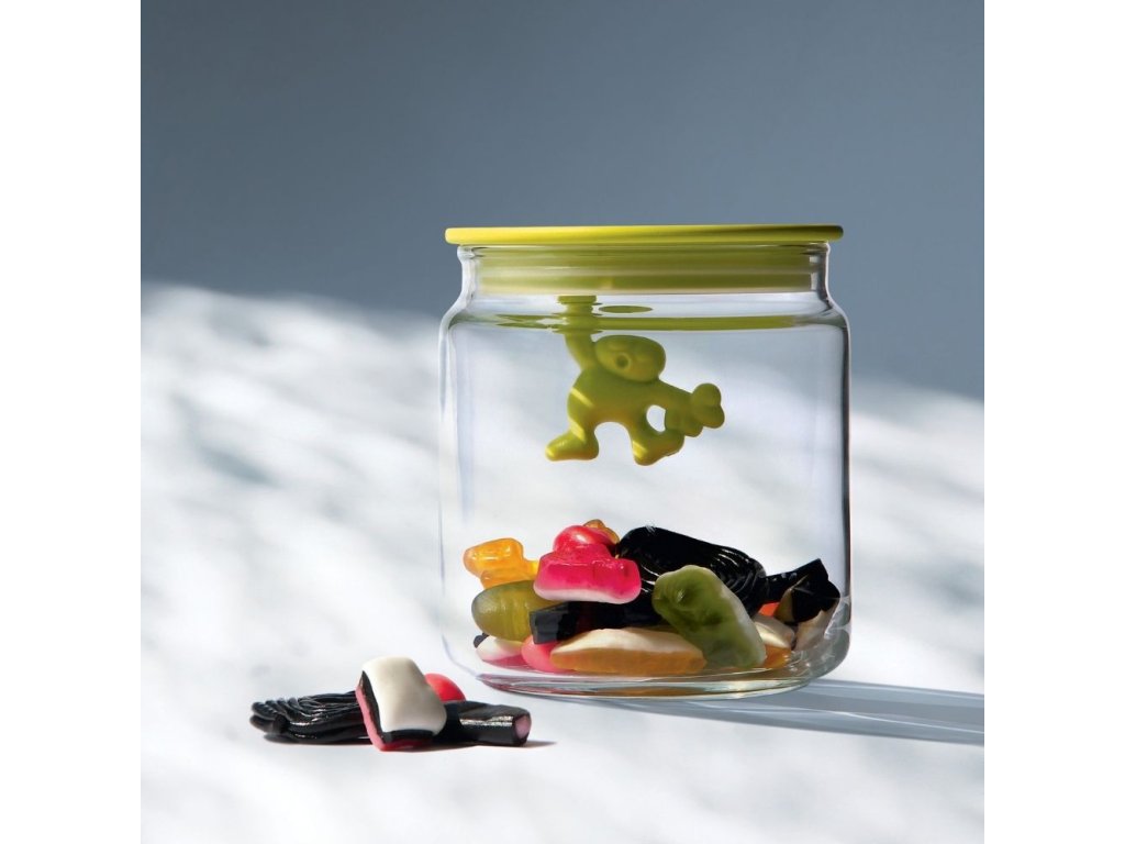 Alessi Köksförvaringsburk GIANNI 900 ml, blått lock, glas