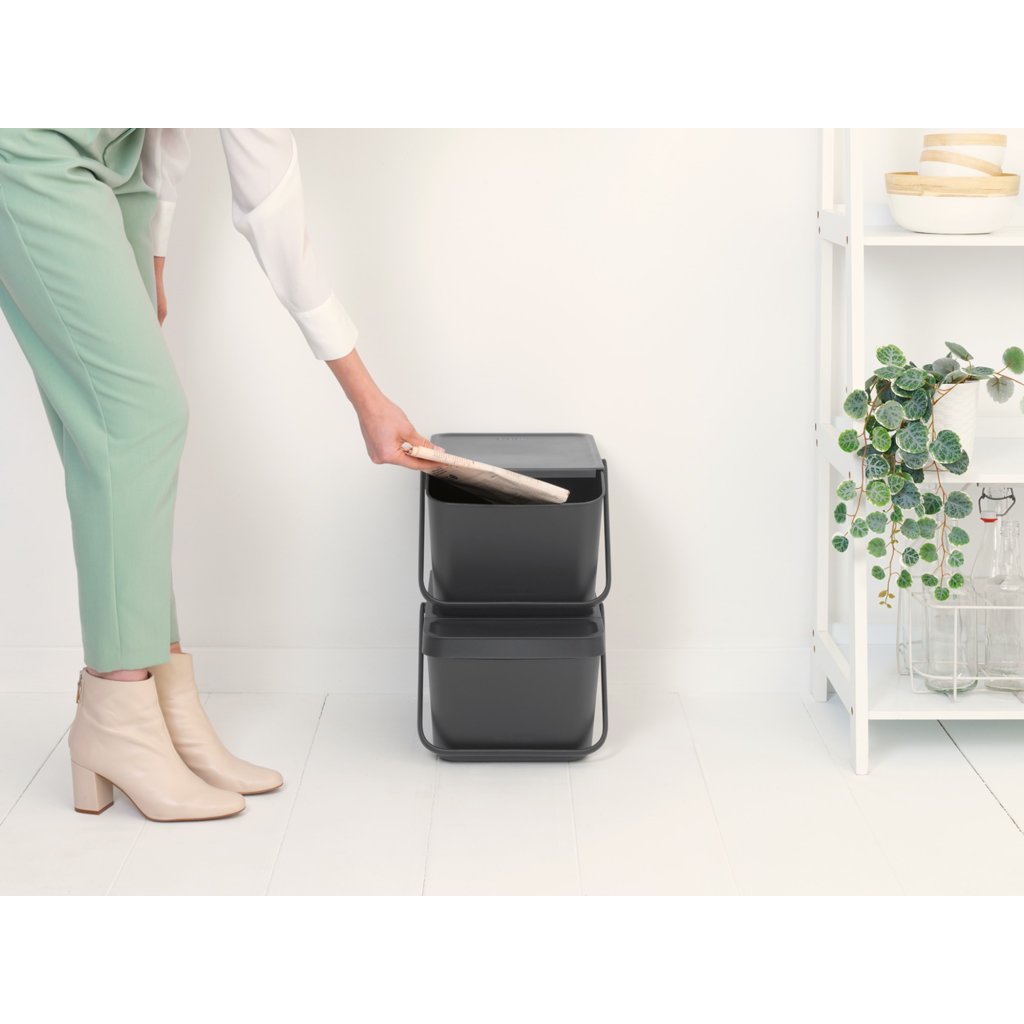 Brabantia Avfallskärl SORT & GO 20 l, stapelbar, grå