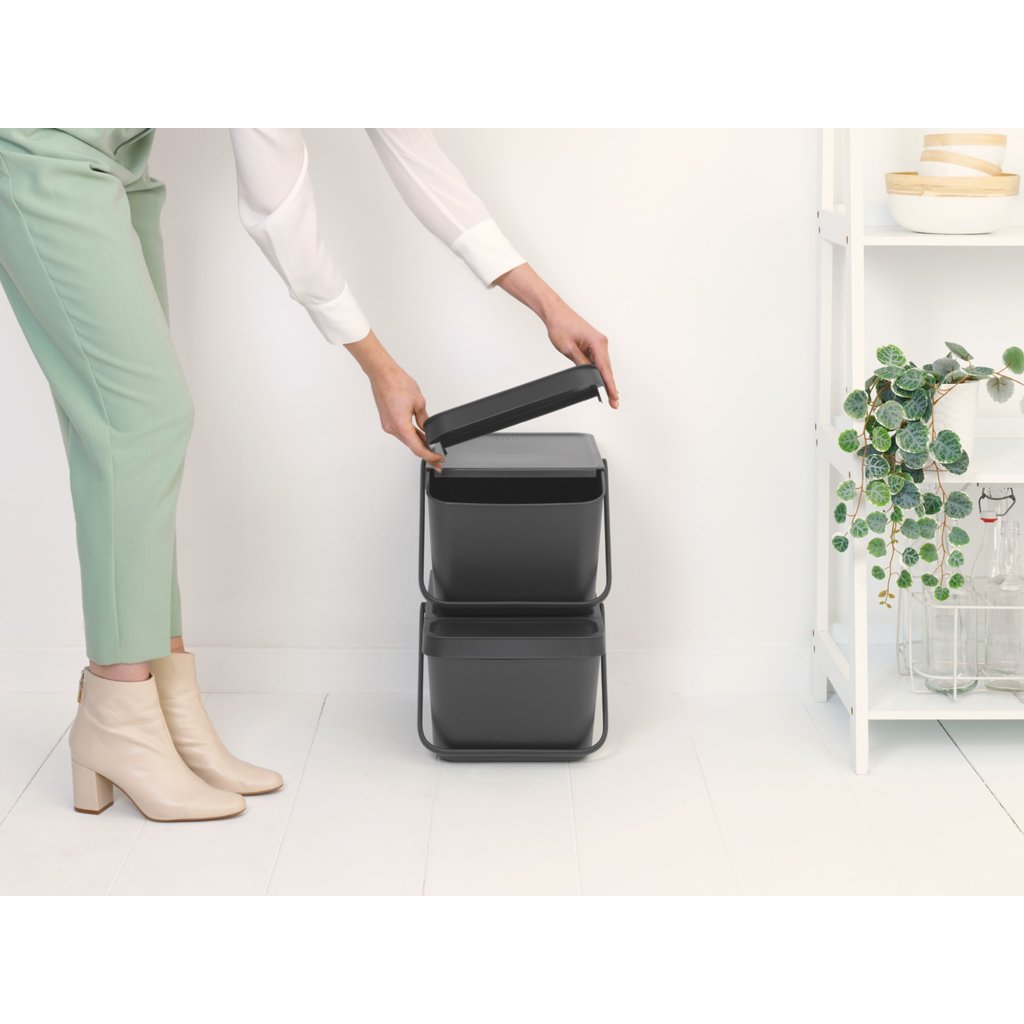 Brabantia Avfallskärl SORT & GO 20 l, stapelbar, grå
