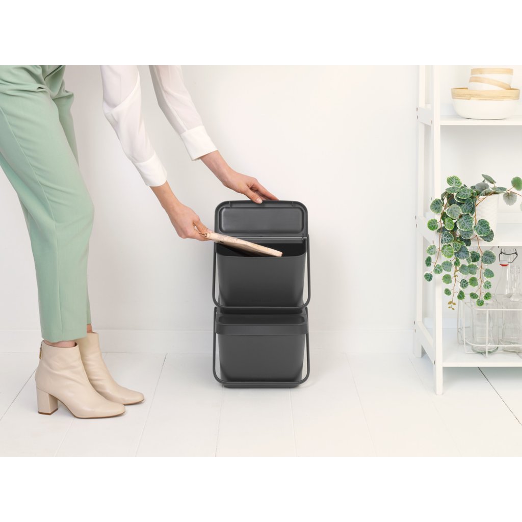 Brabantia Avfallskärl SORT & GO 20 l, stapelbar, grå