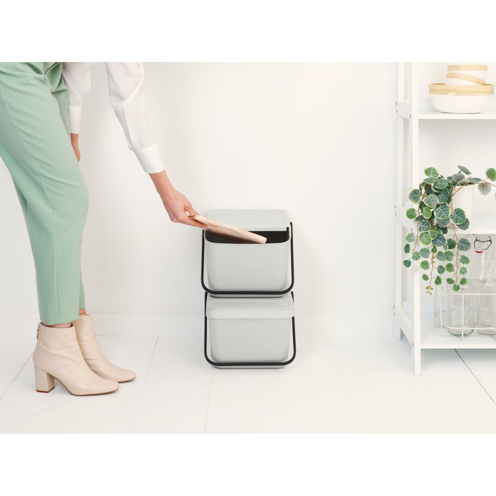 Brabantia Avfallskärl SORT & GO 20 l, stapelbar, ljusgrå