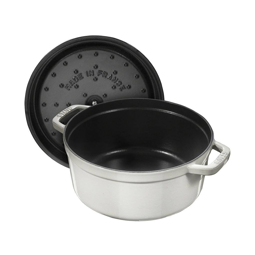 Staub Gryta COCOTTE 20 cm, rund, vit, gjutjärn