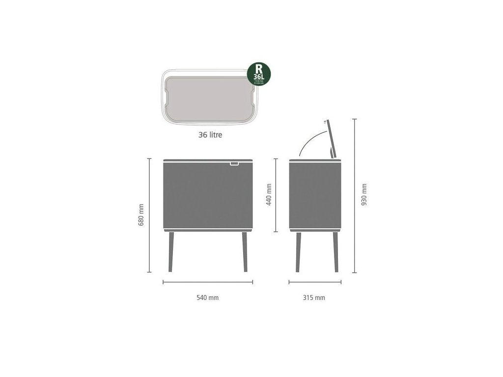 Brabantia Soptunna med trycklock BO 36 l, matt svart