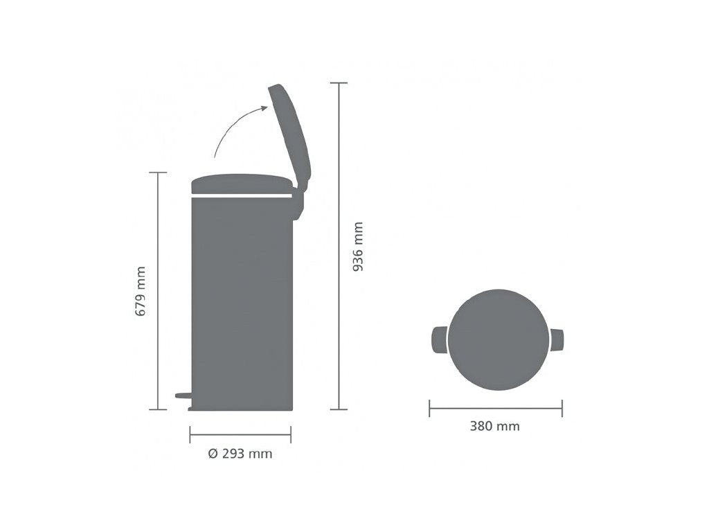 Brabantia Pedalhink NEWICON 30 l, blankt stål