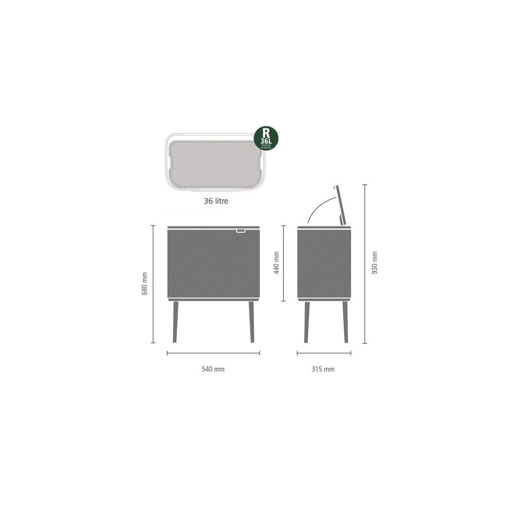 Brabantia Soptunna med trycklock TOUCH BIN 36 l, champagne
