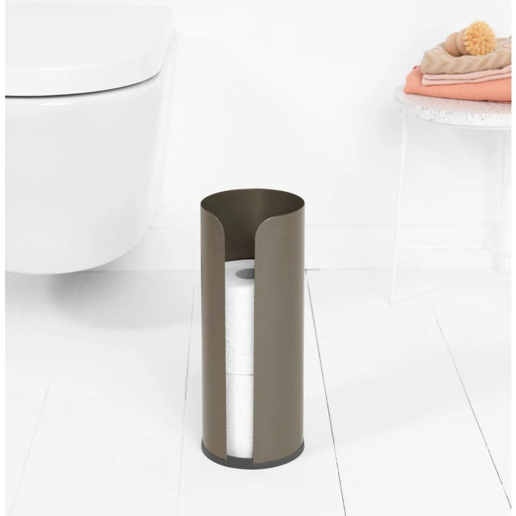 Brabantia Toalettborsthållare, toalettpappershållare och reservrullstativ i set RENEW, platina