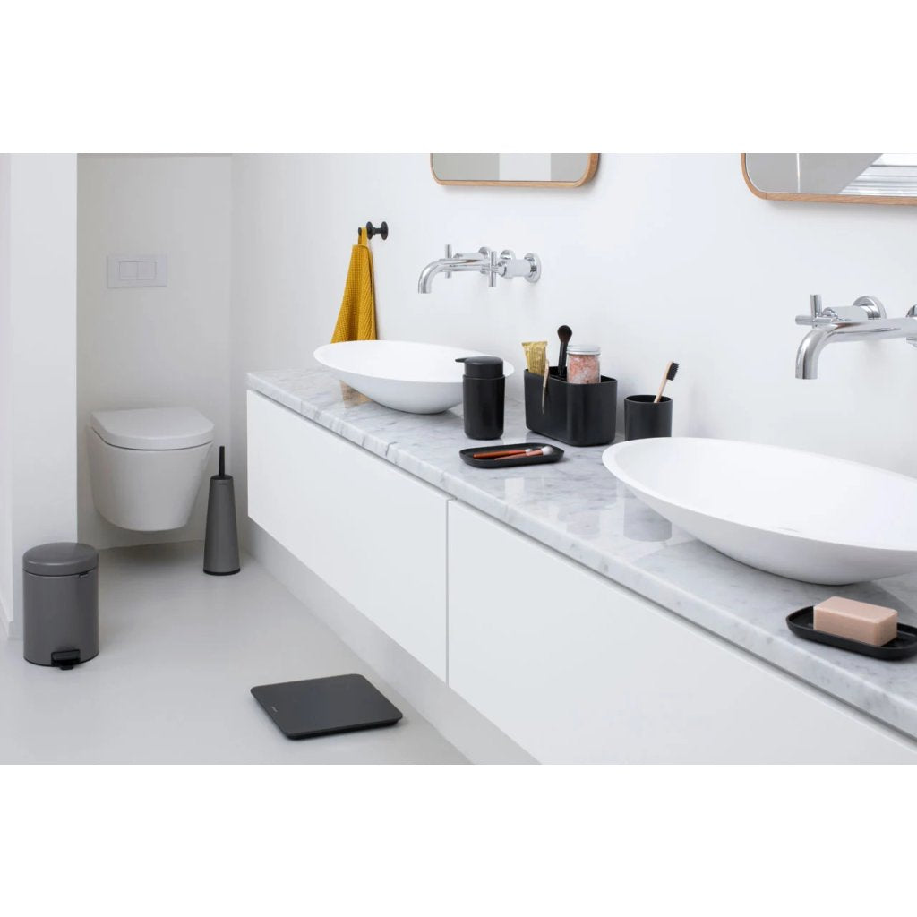 Brabantia Toalettborsthållare, toalettpappershållare och reservrullstativ i set RENEW, platina
